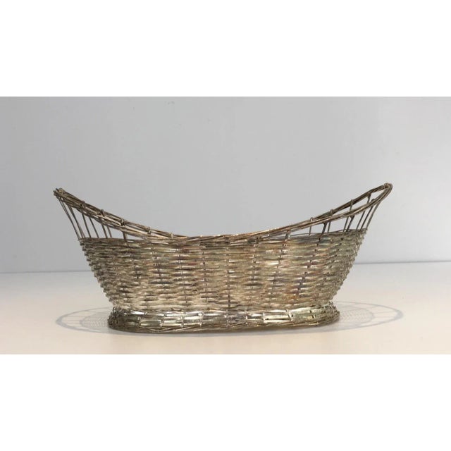 Silver Silver Plated Strips Bottle Holder and Basket. Can be sold separate - A Pair For Sale - Image 8 of 13