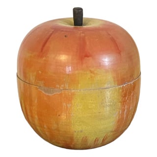 Antique Early 20th Century Paint Decorated Carved Wood Apple Box For Sale