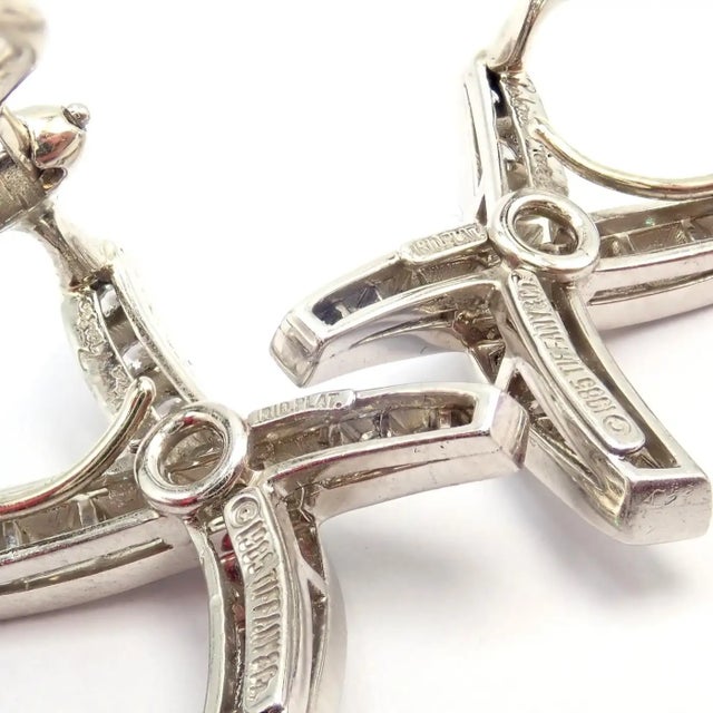 1980s Pair of Tiffany & Co Paloma Picasso X Drop Diamond Amethyst Night Day Platinum Earrings For Sale - Image 16 of 16