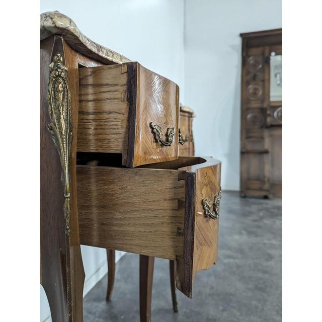 Louis XV Style Rosewood Bedside Tables, Set of 2 For Sale - Image 3 of 8