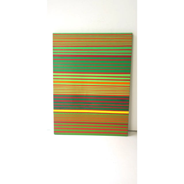 A colorful linear artwork painting, 'Springtime', signed by artist, 2003, New York, NY. A colorful linear artwork...