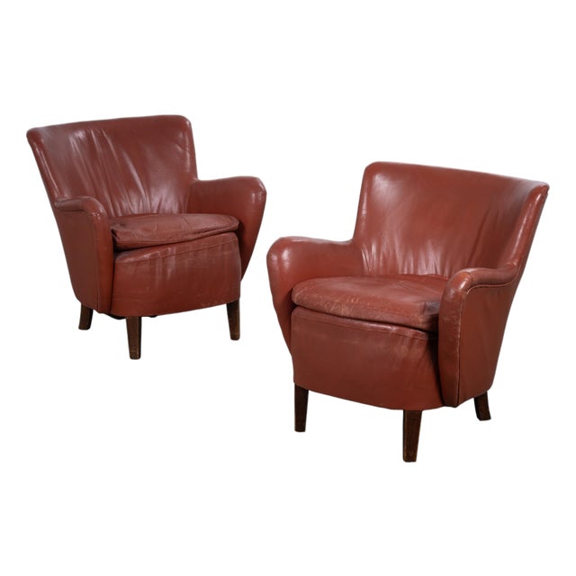Danish Club Chairs in Leather, 1930s, Set of 2 For Sale