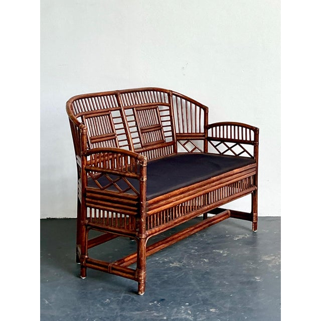 Sienna Vintage Brighton Pavillon Rattan Settee For Sale - Image 8 of 12