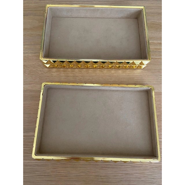 Modern l'Objet 24k Gold-Plated Box With Suede Interior - Modern Decorative Objet For Sale - Image 3 of 5