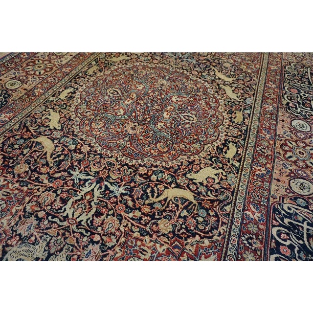 1890s Fine Floral Medallion Design Signed Late 19th Khorassan Moud Knotted Rug For Sale In New York - Image 6 of 6