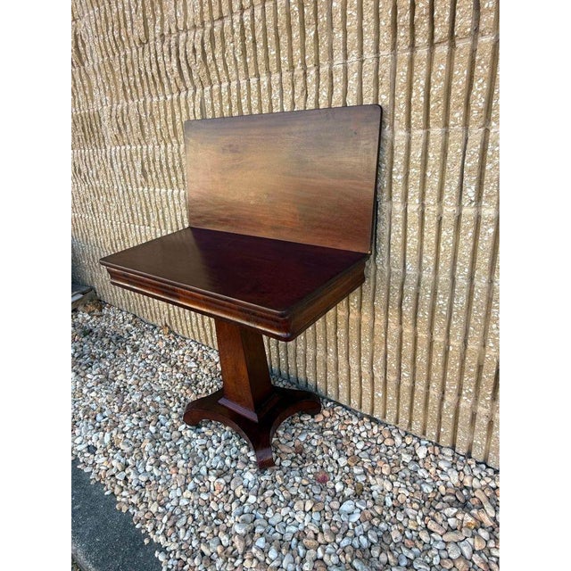 19th Century Antique American Empire Style Mahogany Flip Top Game Card Table For Sale - Image 9 of 10
