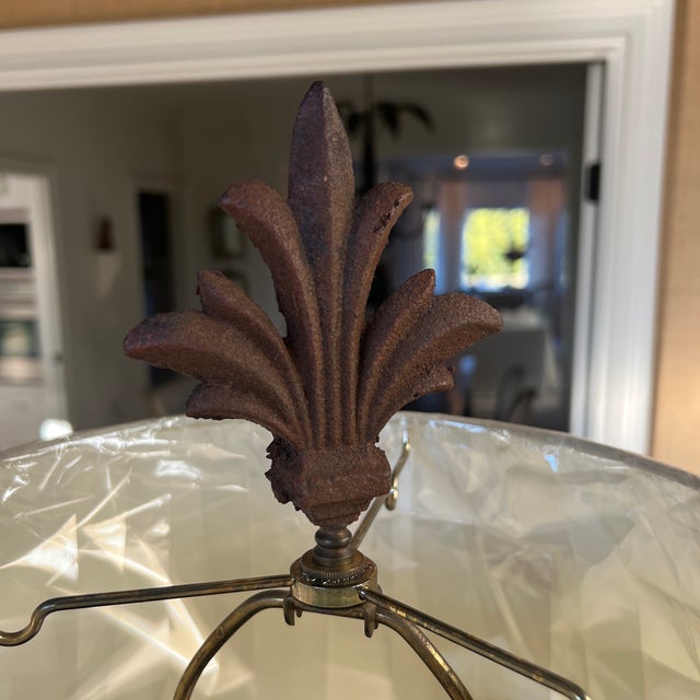 Antique Large Scale Neoclassical Style Cast Iron Lamp For Sale - Image 9 of 10