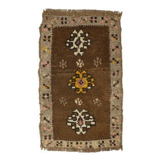 Vintage Mini Brown Rug For Sale