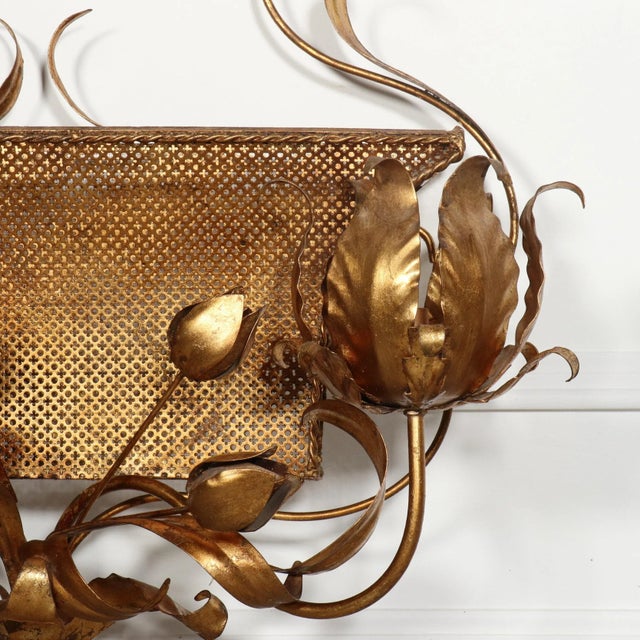 Italian Lighted Gilt Tole Wall Cachepot Jardinière For Sale - Image 9 of 9