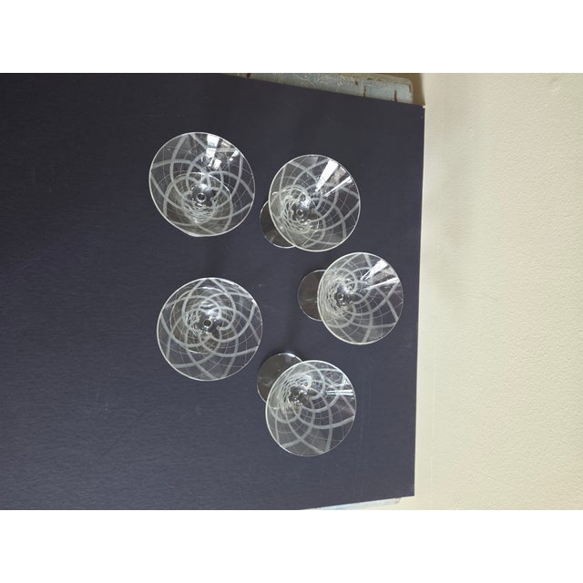 Glass Five Art Deco Cocktail Glasses For Sale - Image 7 of 10