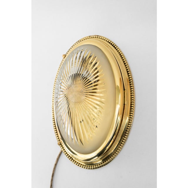Art Deco Oval Wall Lamp with Cut Glass, Vienna, Austria, 1920s For Sale - Image 10 of 18
