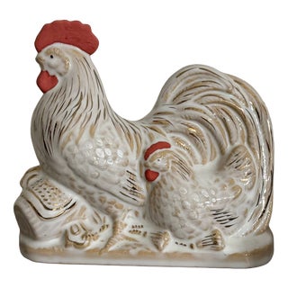Hagi Ware Rooster and Hen Ornament by Tenryū For Sale