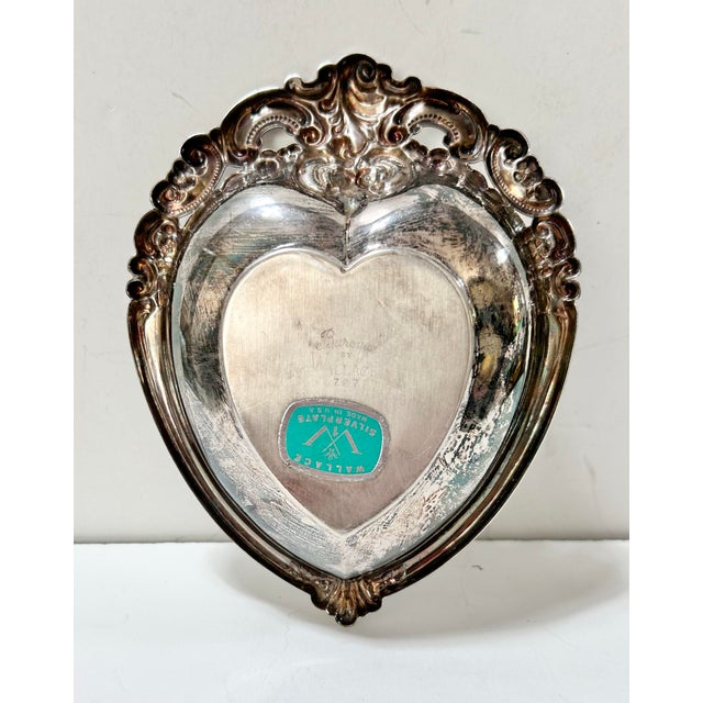 Metal Vintage Ornate Silverplate Heart Trinket Dish – Wallace For Sale - Image 7 of 10