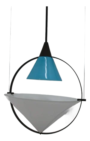 Vintage Italian postmodern Tension Glass Hanging Pendant Chandelier