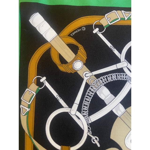 Black Hermès Éperon D’or 1989 Gavroche Silk Scarf Designed by Henry D’Origny For Sale - Image 8 of 10