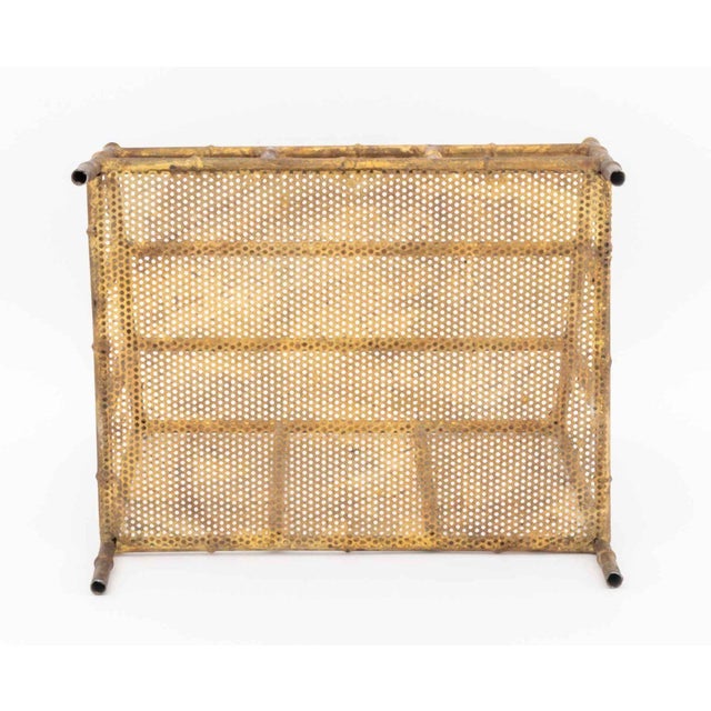 Ornamental & Decorative Materials Hollywood Regency Gilt Faux Bamboo Canterbury For Sale - Image 7 of 7