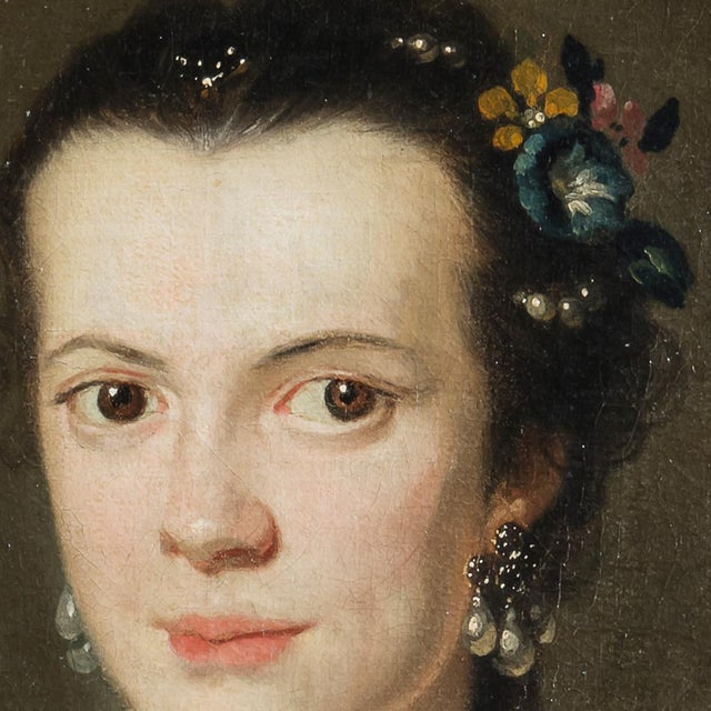 Frans Van Der Mijn, Portrait of a Gentlewoman, 1756, Oil on Canvas For Sale - Image 3 of 11