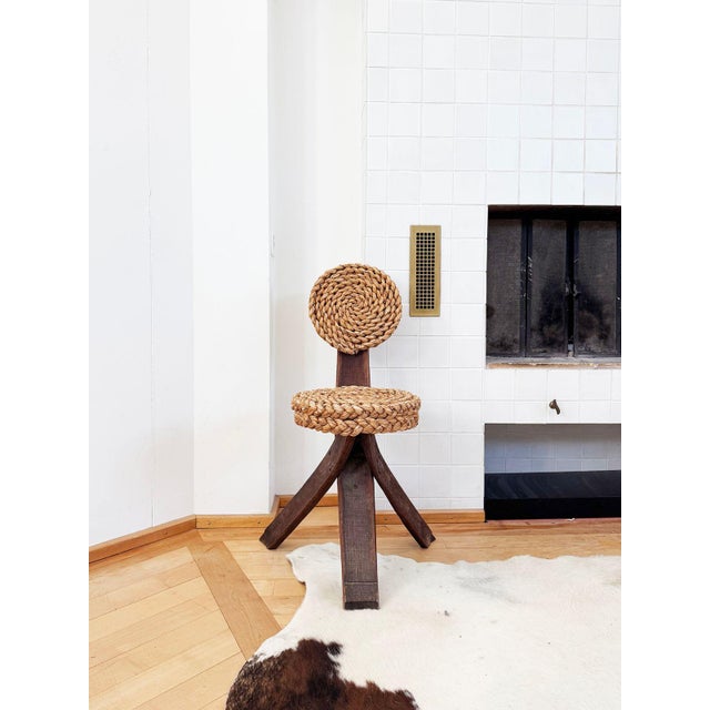 1950s Mid-Century French Mediterranean Tripod Side Chair Attributed to Audoux-Minet For Sale - Image 10 of 18