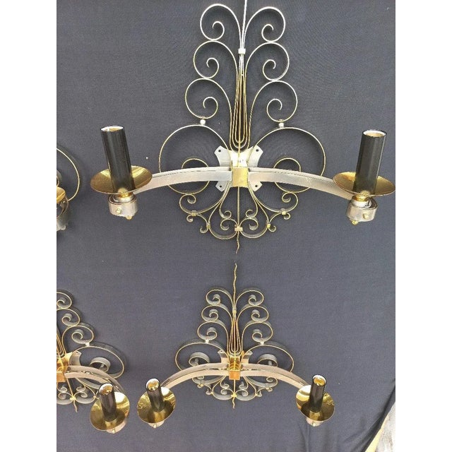 Gold and Nickel Plated Brass Wall Lights, Set of 4 For Sale - Image 3 of 13
