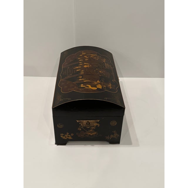 Asian Large Asian Dome Top Lacquered Chest For Sale - Image 3 of 11