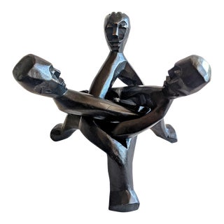 Wood African Sculpture Plant Stand For Sale