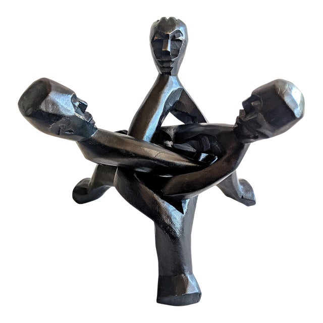 Wood African Sculpture Plant Stand For Sale