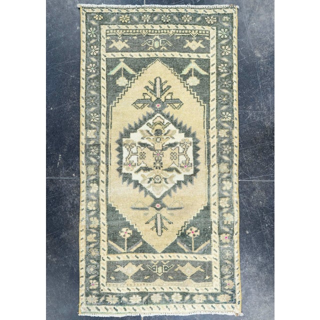 Dark Gray Turkish Mini Rug Oriental Hand Knotted Vintage Rug 1'7" x 3'2" #16878 For Sale - Image 8 of 8