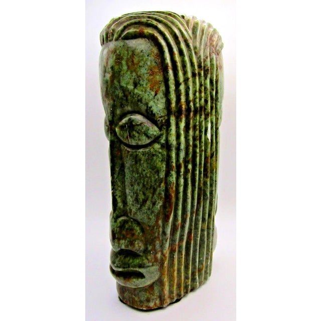 Gemstone 1920s Guatemalan Jadeite Jade Mayan Warrior 11.5" Carving With Two Faces and Headdress For Sale - Image 7 of 13