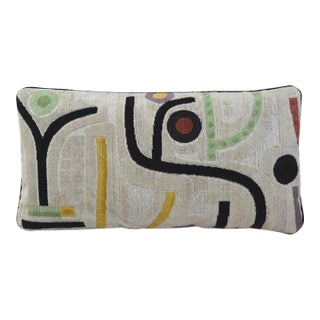 Clarence House Velours Klee Beige Modern Geometric Feather/Down Pillow For Sale