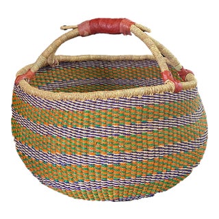 African Bolga Ghana Market Basket 16" For Sale