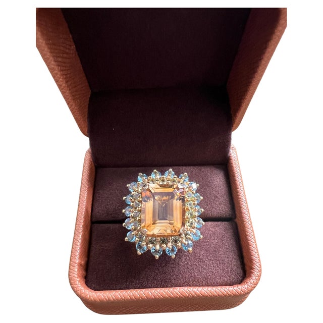 Bochic "Capri" Natural Citrine & Blue Topaz Ring Set In 18K Gold & Silver For Sale - Image 15 of 18