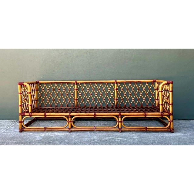 Vintage Trellis Rattan Sofa For Sale - Image 4 of 17