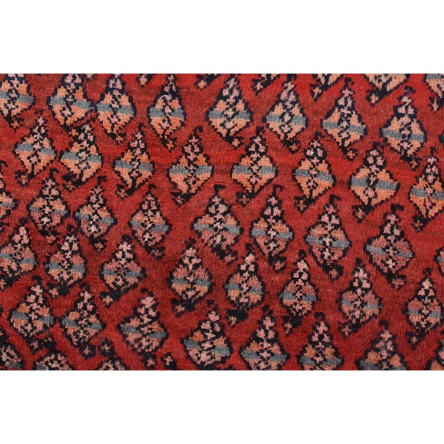 Mir Runner 3’6” X 9’3” Red Wool Vintage Tribal Hand-Knotted Oriental Rug For Sale - Image 4 of 14