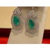 GIA Certified 8Ct Colombian Pear Emerald Diamond Hanging/ Drop Earrings 18K Gold, A Pair For Sale - Image 16 of 18