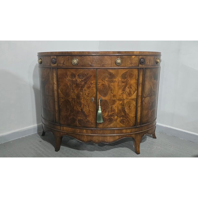 Antique Demi Lune Sideboard in Yew Wood, 1910 For Sale - Image 3 of 18