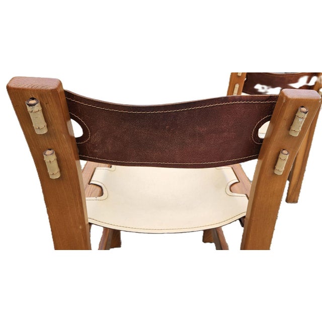 Set of Chairs in Elm and Cream Leather from Maison Regain For Sale - Image 9 of 16