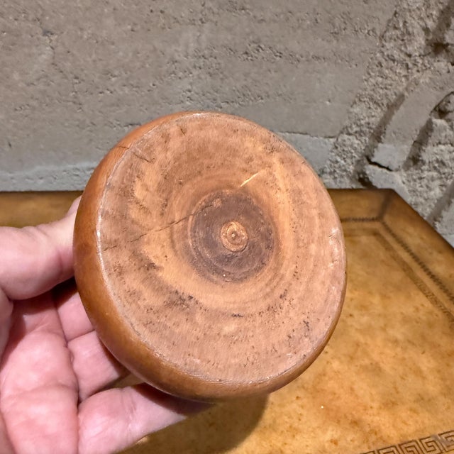 Wood Decorative Round Antique Wooden Lidded Sugar Bowl Box For Sale - Image 7 of 11