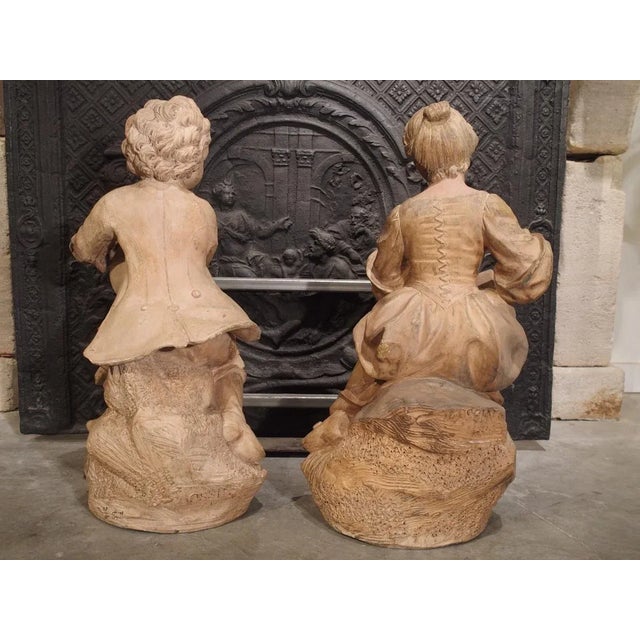 French Antique Terra Cotta Statues, Paris, Circa 1880 - a Pair For Sale - Image 3 of 13