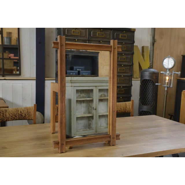 Brown Vintage Brutalist Style Oak Mirror, 1950s For Sale - Image 8 of 9
