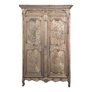 Early 19th Century Country French Armoire From Lorraine in Stripped Oak For Sale