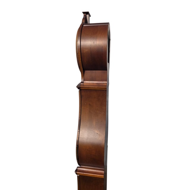 Brown Ethan Allen Swedish Home Grandfather Clock Bombe Mora Longcase Bombay For Sale - Image 8 of 17