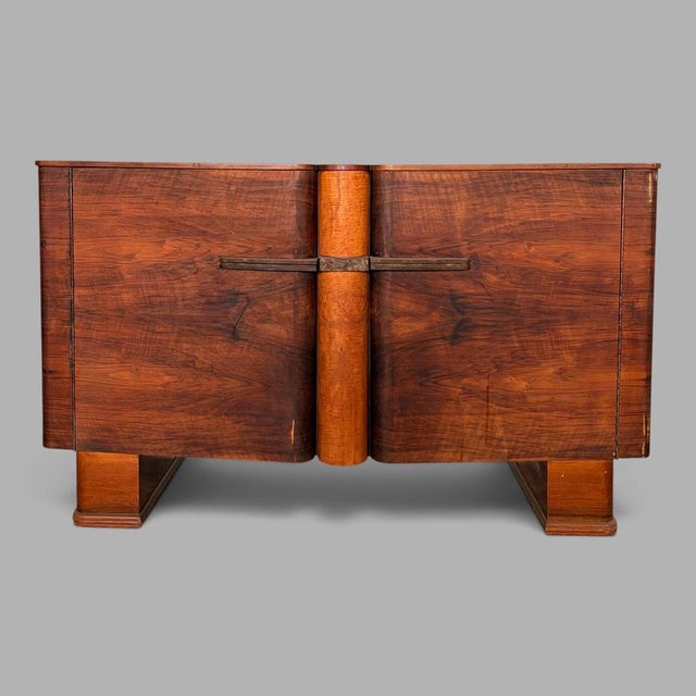 Art Deco Walnut Sideboard with Bakelite Handles, 1930s For Sale - Image 12 of 12