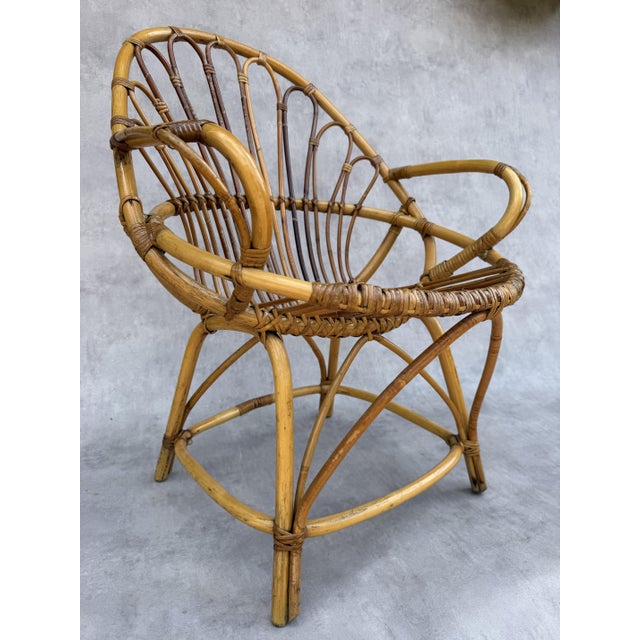 Vintage Rattan Armchairs, France, 1960s, Set of 10 For Sale - Image 6 of 13