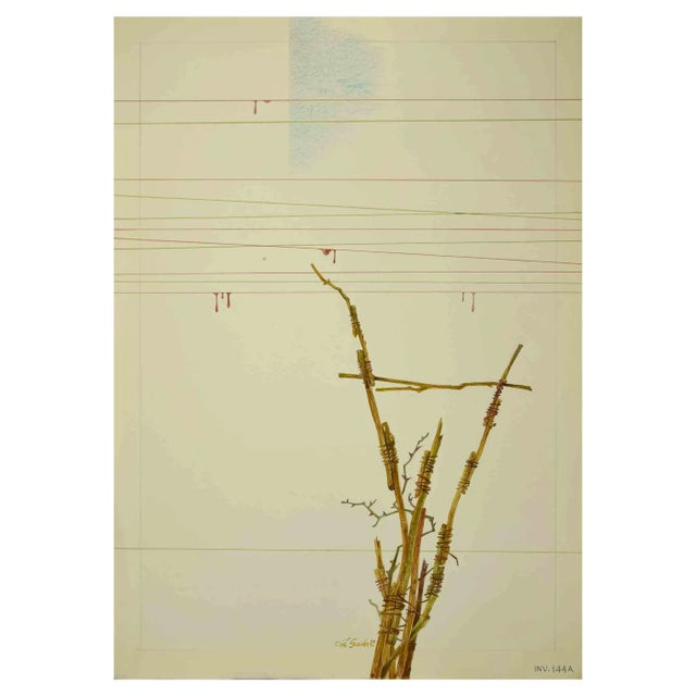 Leo Guida, Composition, Original Ink & Watercolor, 1972 For Sale