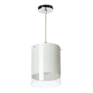 French 1970s Glass and Chrome Pendant Chandelier For Sale