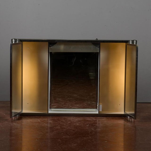 Vintage Steel and Glass Bathroom Mirror, Italy, 1930s For Sale - Image 4 of 9
