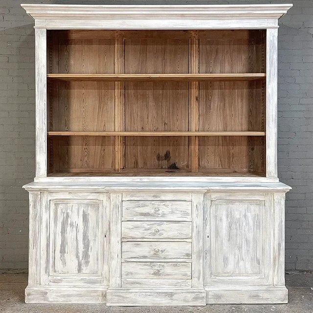 Grand 19th Century French Rustic Neoclassical Bookcase in Whitewashed Pine For Sale - Image 13 of 13