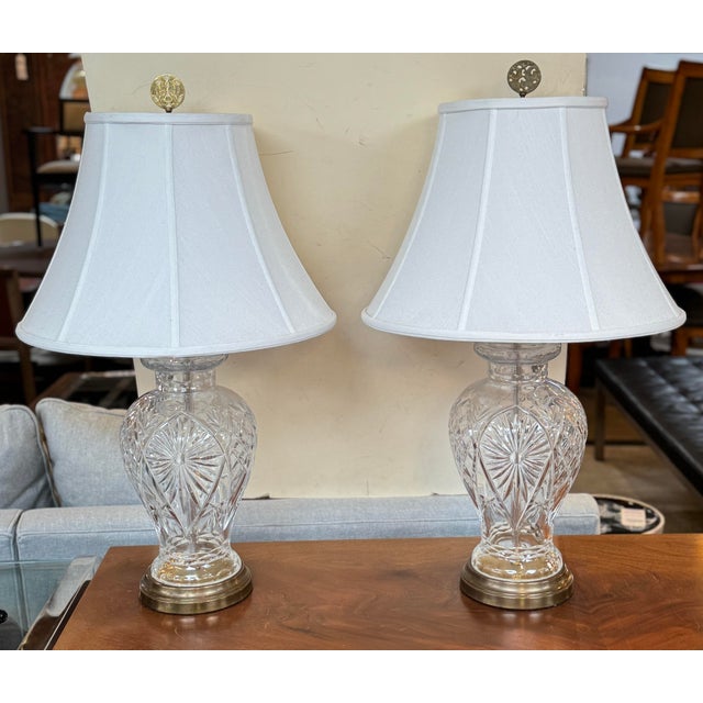 Vintage Crystal Table Lamps, a Pair For Sale In San Francisco - Image 6 of 12