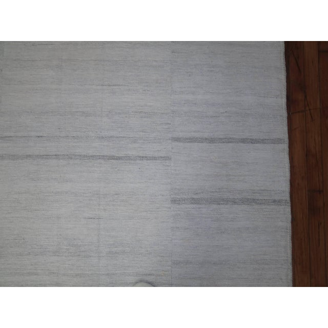 Persian Zabihi Collection White Modern Textured Persian Kilim For Sale - Image 3 of 6