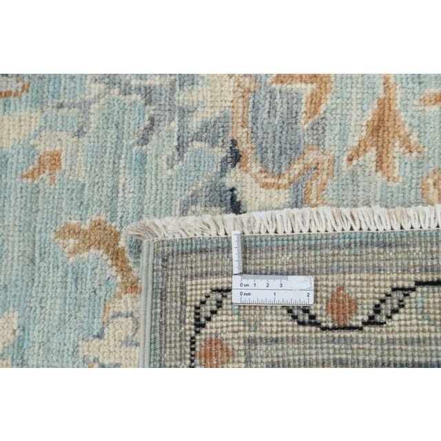 Pasargad Light Blue Color Fine Hand Knotted Oushak Rug For Sale - Image 4 of 6